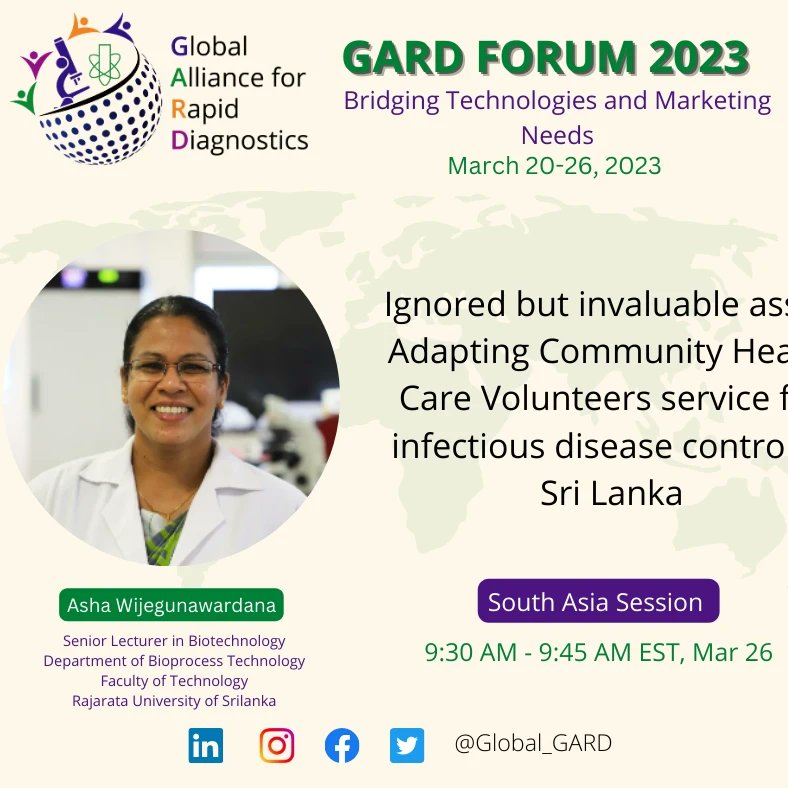 global_gard's tweet photo. 🗺️🌍🌏🔬Be a part of a movement to transform healthcare through rapid diagnostics. Register for GARD and help us build a better future for everyone. Join South Asia Session of GARD Forum 2023.
Free Registration at https://t.co/wGKV3197Dg
@rebanta_dr @dr_dilrukshi @RUofSL https://t.co/AWz1x89tDN