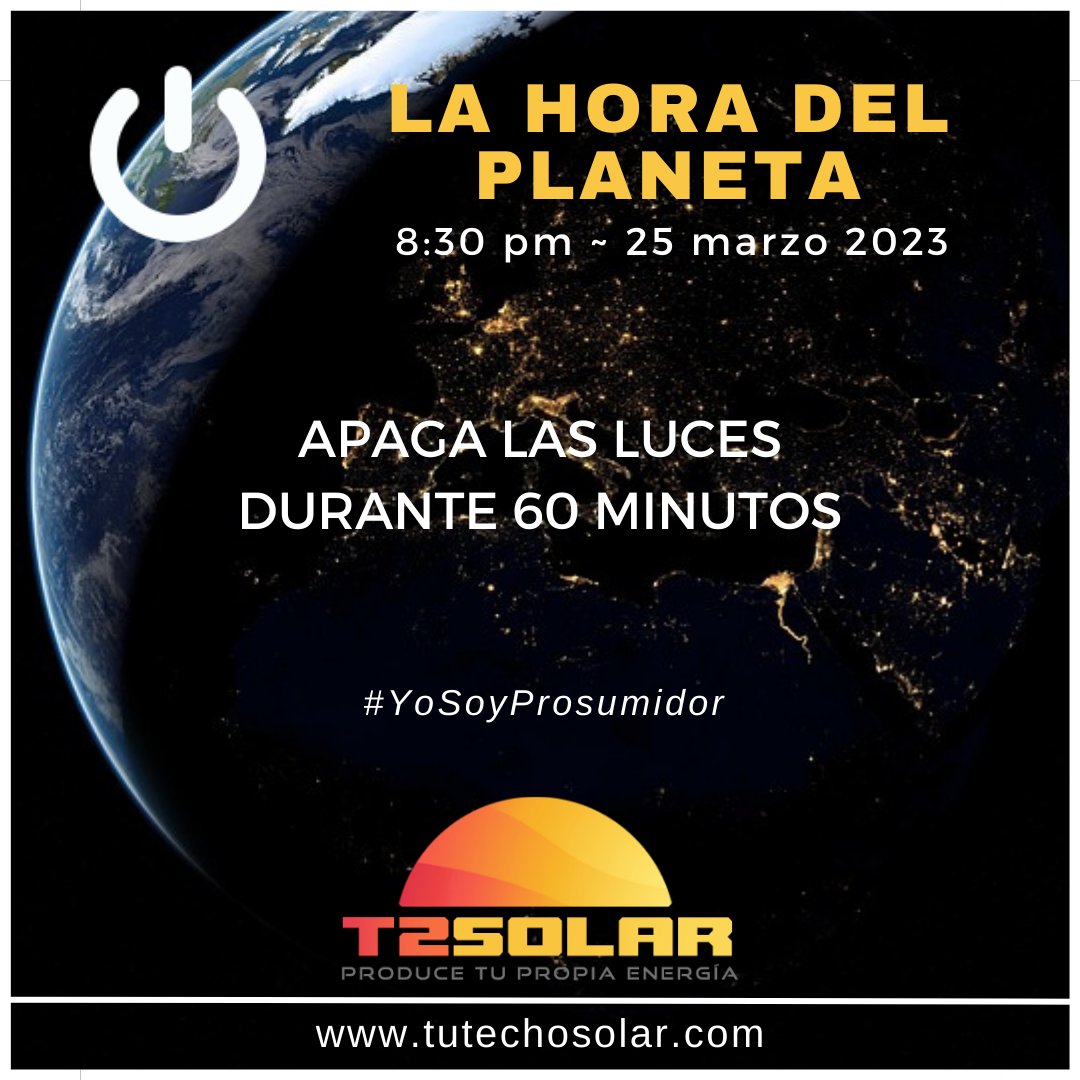 TuTechoSolar's tweet image. En TU TECHO SOLAR nos unimos al DÍA DEL PLANETA. Conviértete en Prosumidor para que NO tengamos que apagar las luces. @IreneVelezT @IPSEnergiaZNI @javiercjz @MinEnergiaCo #TransiciónEnergéticaJusta #YoSoyProsumidor