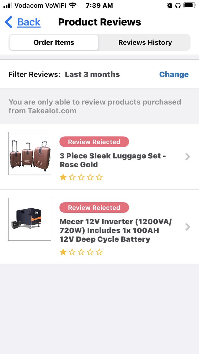 itashja's tweet photo. @TAKEALOT if you reject my factually correct reviews, I will post them here. https://t.co/2cG1HyYGEG