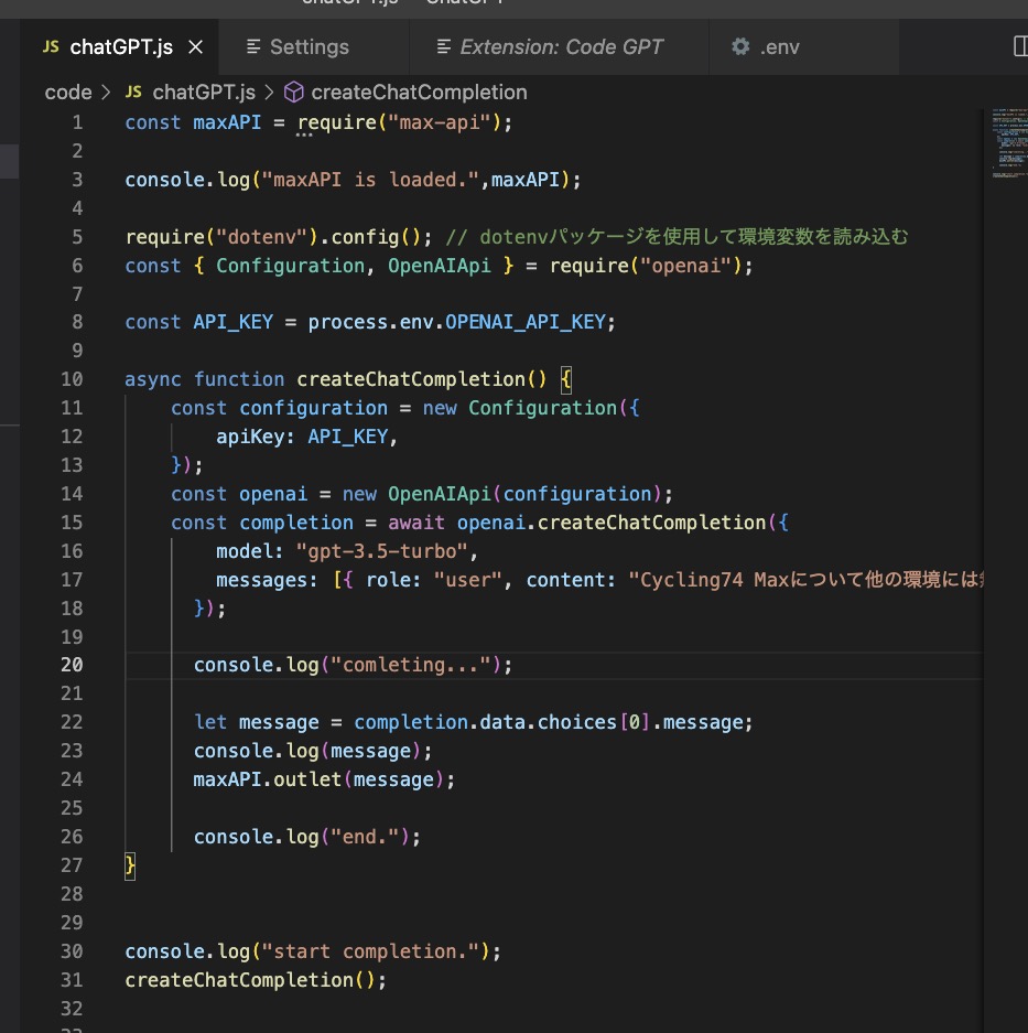 mirrorboy's tweet image. Max8 &amp;amp; chatGPT api #maxmsp #n4m (ほとんど node.js)