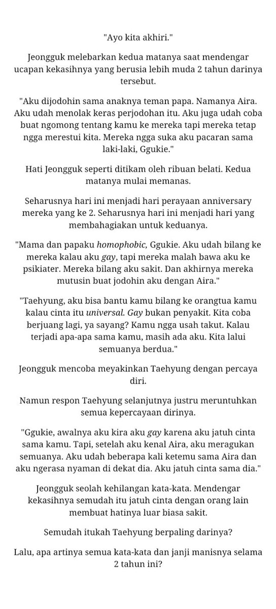 blueveries's tweet photo. Tàekook some tweets AU ;

— remorse.

"seharusnya, saat itu aku cukup mengenalmu saja, tanpa ada rasa."

⚠️ angst, homophobic, older ggvk https://t.co/0i4lHzNvAU