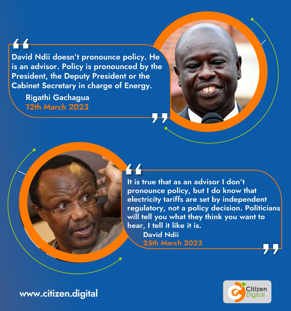 It is true that as an advisor I don’t pronounce policy, but I do know that electricity tariffs are set by independent regulatory, not a policy decision. Politicians will tell you what they think you want to hear, I tell it like it is - David Ndii