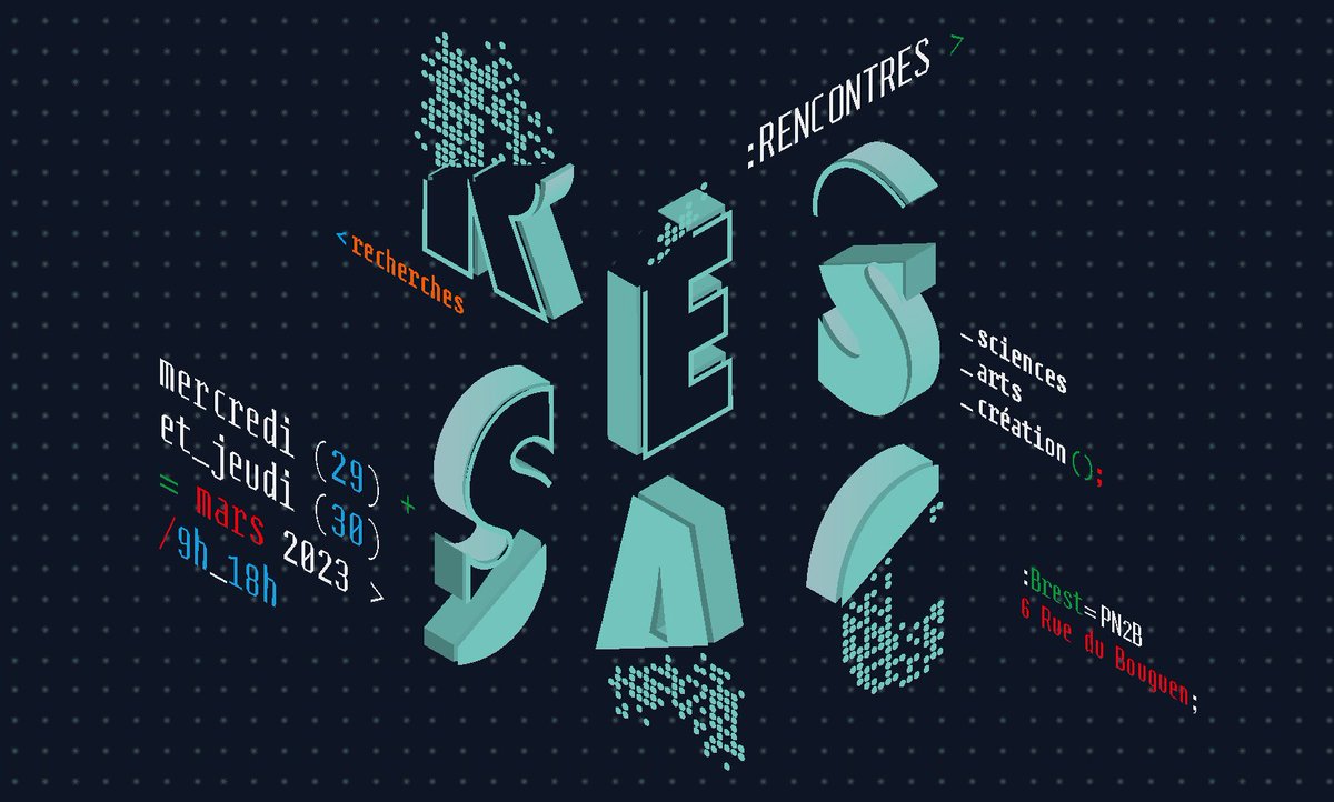 Envie de venir découvrir des projets finistériens, nationaux et internationaux d’arts et sciences ? L’UBO organise les Rencontres RESSAC les 29 et 30 mars prochains. 
Ouvert à toutes et tous, en accès libre et gratuitement.
Plus d’informations : nouveau.univ-brest.fr/festival-ressa…