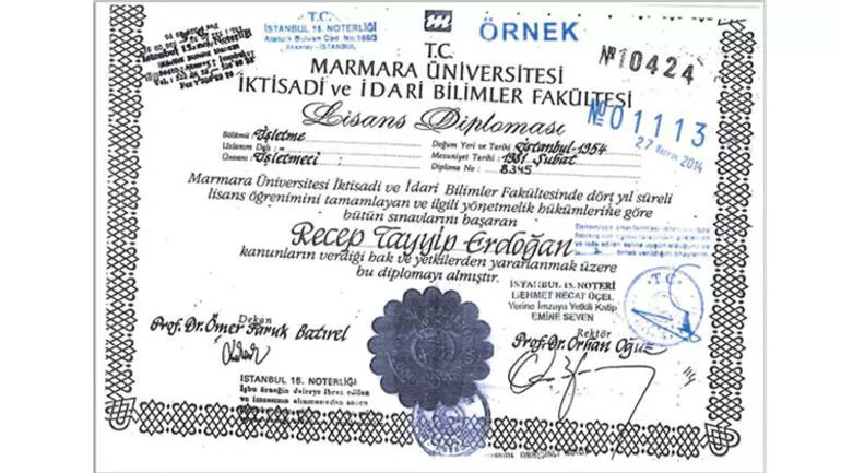 avcemilcicek01's tweet photo. Fahrettin Altun, Erdoğan'ın diplomasının noter onaylı örneğini paylaştı. Diploma 1981 yılı Şubat ayında Prof. Dr. Ömer Faruk Batırel tarafından imzalanmış gözüküyor. Fakat Ömer Faruk Batırel 1982 yılında Profesör unvanını kazandı. https://t.co/sfpvbps6d0