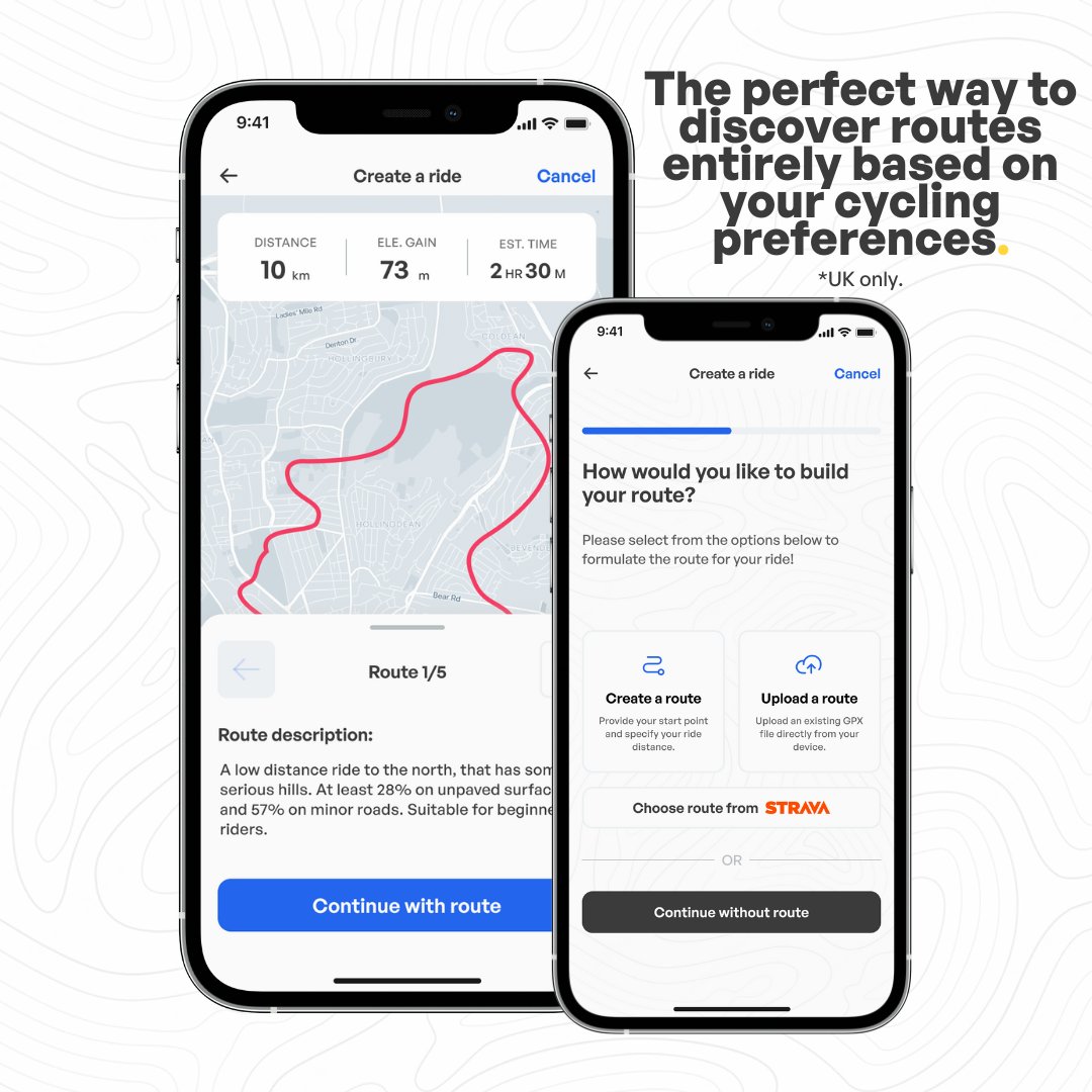 📲 NEW FEATURE: Create a route within seconds with the all-new Link My Ride Route Creator (*UK only).

The perfect way to discover routes entirely based on your cycling preferences.

Open the app and create your route today. 🚲

#LinkMyRide