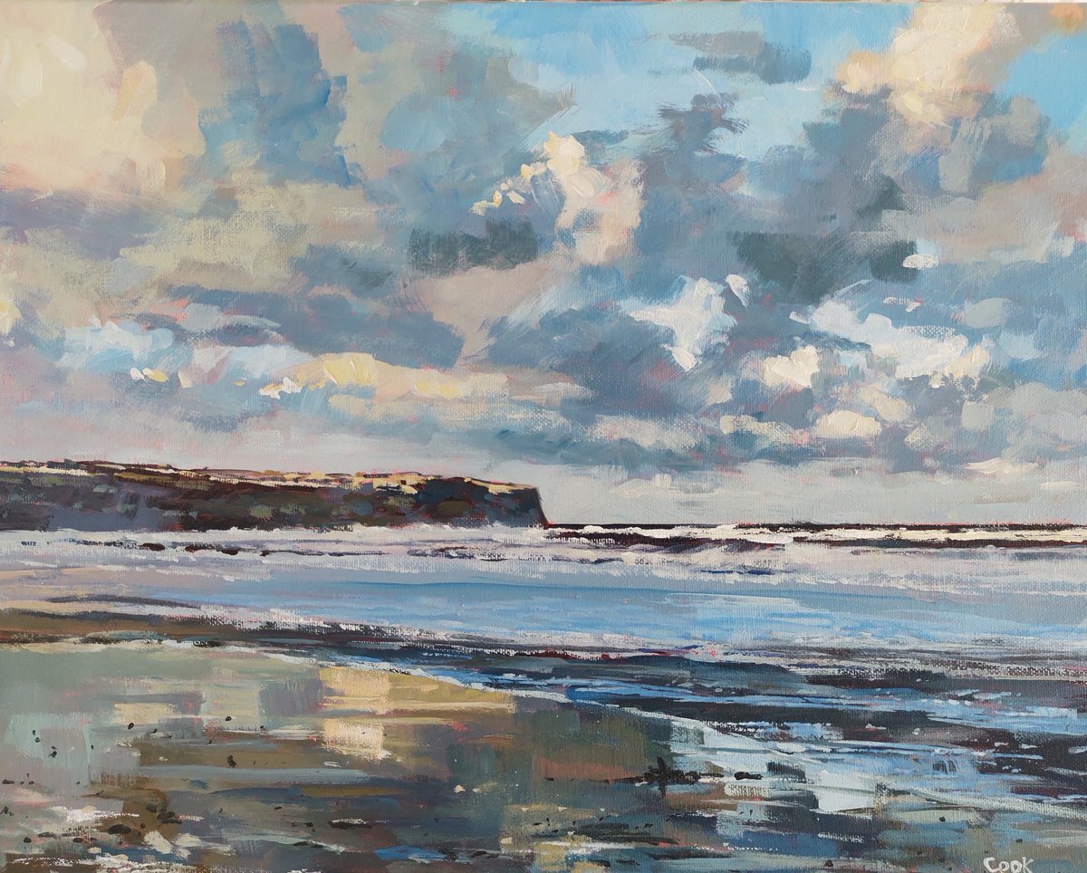 Late afternoon at Whitby looking down to Sandsend
#art #painting #northyorkshire #contemporaryart #contemporarylandscape #landscapepainting #northyorkmoors #fylingdalesgroupofartists
#whitby #sandsend