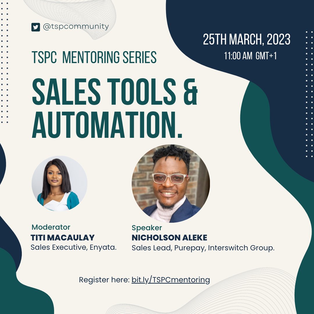 darah___a's tweet photo. Nicholson Aleke:

Sales tools help sales professionals define every stage of the sales cycle from documenting the details of every conversation to making informed decisions on what product or services to offer.
#Tspcmentorship

Join in: https://t.co/F7X6jawkBr https://t.co/eXelcJjAPm