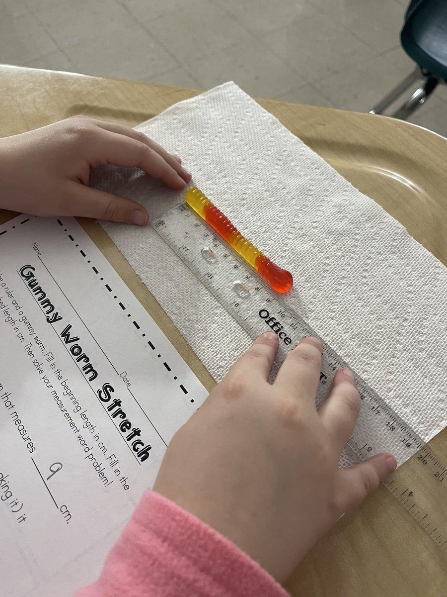 Fun Friday calls for Fun Math! Measuring gummy worms in centimeters! #GuildStrong