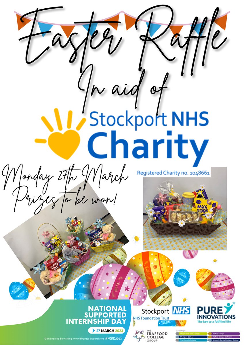 2 days to go! #NSID2023
To celebrate we’re hosting a raffle Monday, 11am-2pm Stepping Hill restaurant in aid of <a href="/SNHSCharity/">Stockport NHS Charity</a>
<a href="/StockportNHS/">Stockport NHS FT</a> <a href="/StockportHomes/">Stockport Homes</a> <a href="/weare_pure/">Pure Innovations</a> <a href="/CheadleCollege/">The Cheadle College</a> <a href="/daljet86/">Daljet</a> <a href="/DawnMacroArt/">DawnMacroArt</a> <a href="/crisdawsonlive1/">Chris Dawson💙</a> <a href="/LJGamm/">Lisa Gammack 💙</a> <a href="/DuncanONeill2/">Duncan ONeill</a> <a href="/EqualStockport/">Equality & Inclusion Stockport NHS</a> <a href="/SHHstaffsupport/">Supporting NHS staff at Stepping Hill Hospital</a>