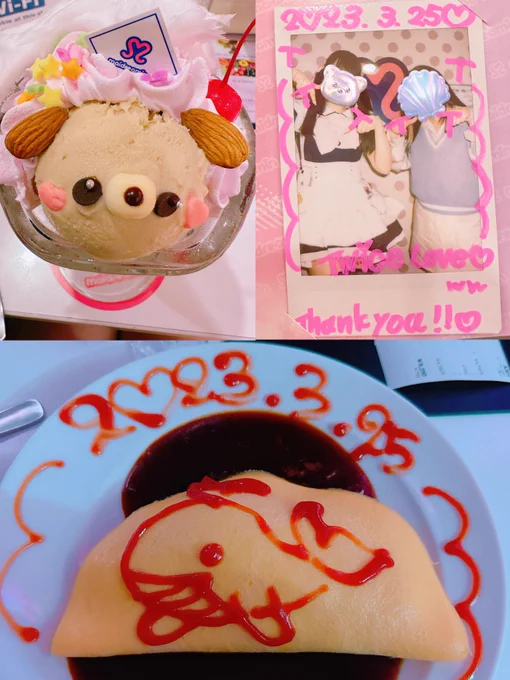 My very first maid cafe!!! She drew a whale on my omurice and danced to TT so I chose her to for my polaroid 🥹💖 