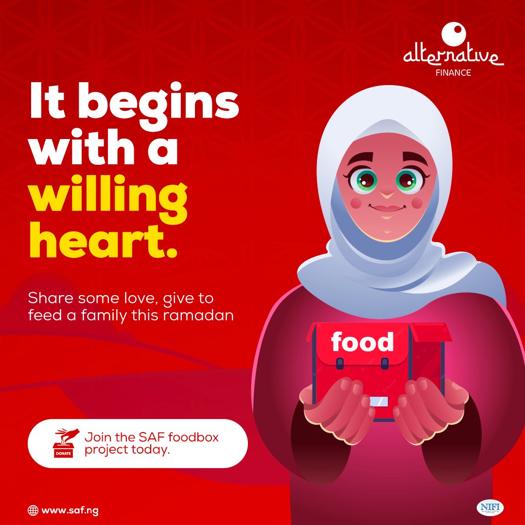 AltBankNg's tweet photo. Share some love and make an impact this Ramadan.

visit https://t.co/jZ3qB8tWeQ to Join the SAF food project today.

#Ramadan2023 #SAFRamadanWithACause https://t.co/QBju2bn7UK