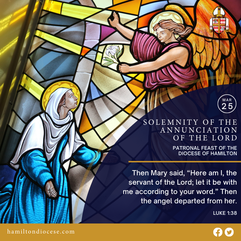 DioceseHamilton's tweet photo. Today we celebrate the Solemnity of the Annunciation of the Lord, the patronal feast of our Diocese. All are welcome to the celebration of the Eucharist today at 12:00 Noon in the Cathedral Basilica of Christ the King https://t.co/0AabBrE8qW