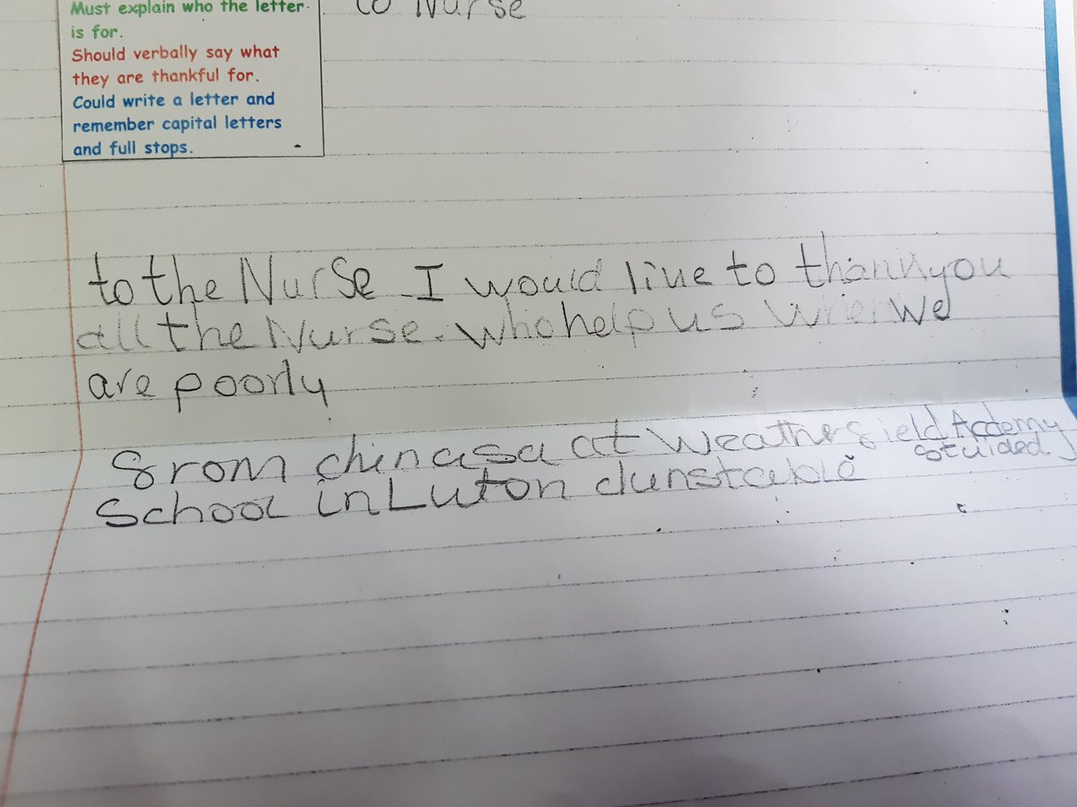 What a lovely letter we've received! Thank you to the thoughtful pupil <a href="/WeatherfieldSch/">Weatherfield Academy</a> for sending this to us to share with all the nurses <a href="/MKHospital/">Milton Keynes University Hospital NHS FT</a> 💚 #NHS #ThankYou