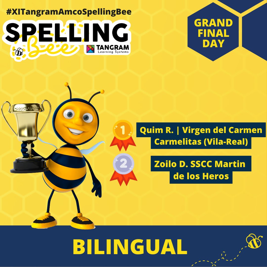 🐝 Grand Final Day Spelling Bee | ¡Estos son los ganadores del Grupo 1 BILINGUAL! 

🏆 Enhorabuena a Quim y Zoilo 👏

🗣️ Bilingual: youtube.com/watch?v=G4eExK…

#XITangramAmcoSpellingBee #tangramlearningsystems