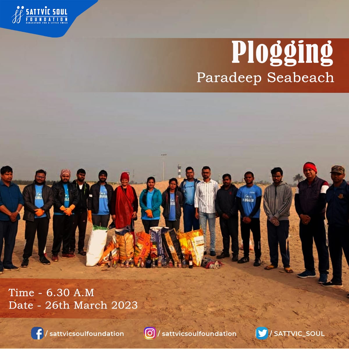 SATTVIC_SOUL's tweet photo. Hello friends,

We Sattivic Soul foundation invites you all for a beach clean up drive at the Paradeep Sea Beach.

Let's make our beaches plastic free. 🙌

Date: 26th March 2023
Time: 6:30 A.M
Location: Paradeep Sea Beach, Odisha

@CollectorJspur @ForestDeptt @moesgoi https://t.co/ycKPTNgPU6