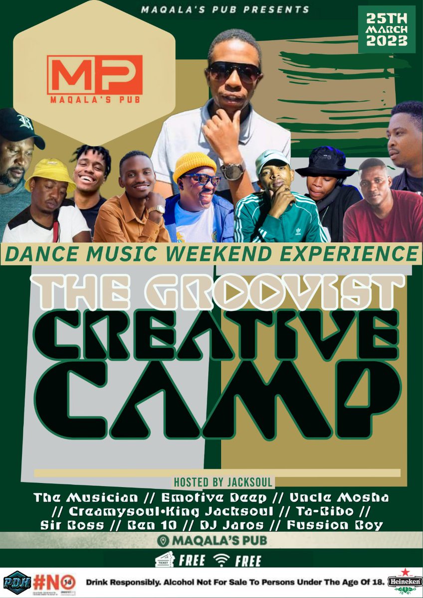 RealJacksoul_SA's tweet photo. @PDHmusicSA  📌

🚨Tonight 🚨

We Meet @ "The Croovist Creative Camp " ( Ha Tholi ) 📍 Maqala's PUB 💯

((Happy Dance Music Weekend))

#ItsAvibe #AmusicThing #LetsGo🔥🔥🔥 https://t.co/Ep0hW2E9Dw