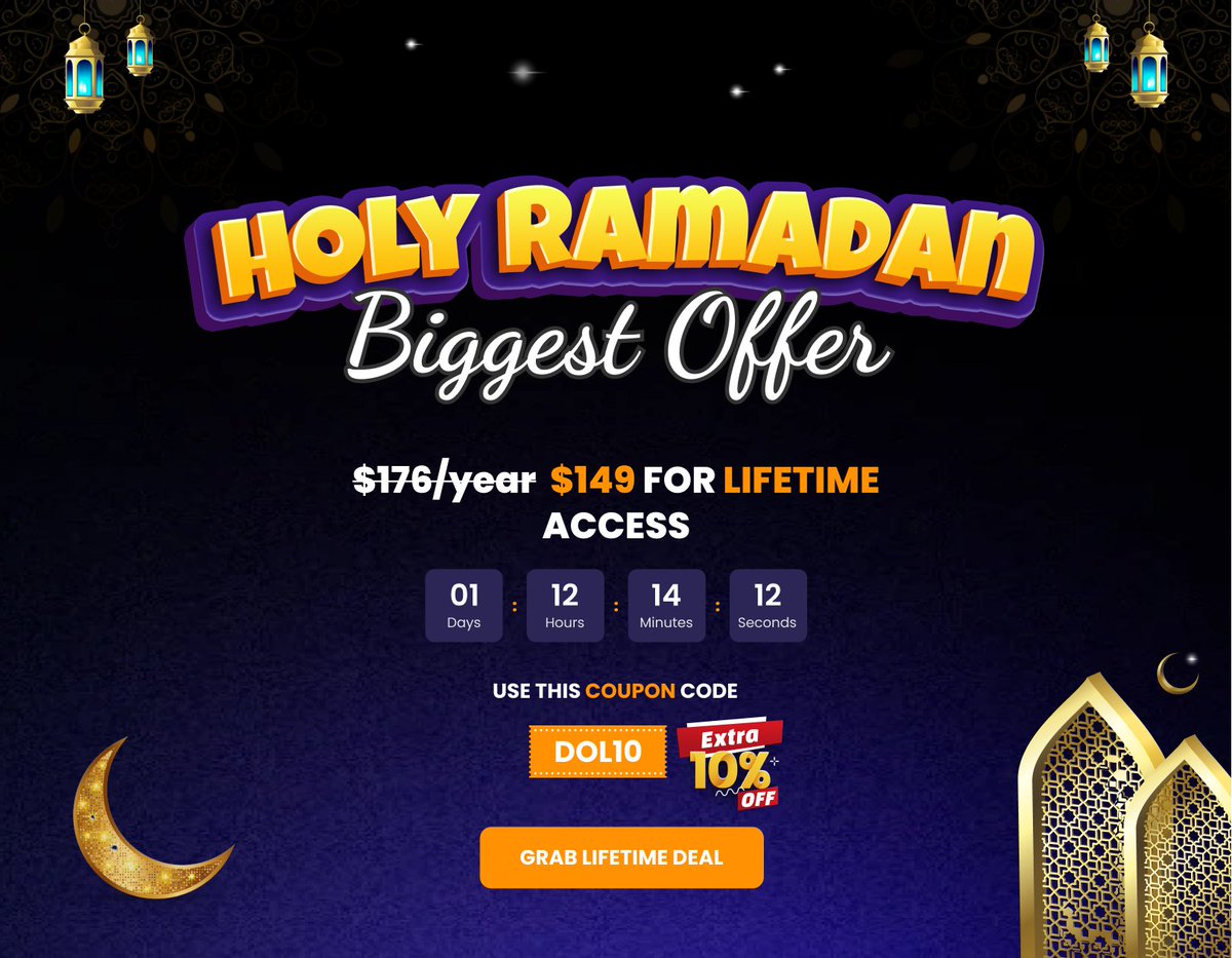 flexio_studio's tweet photo. Happy RAMADAN⭐🌙!

𝐔𝐈𝐇𝐔𝐓 𝐋𝐢𝐟𝐞𝐭𝐢𝐦𝐞 𝐃𝐞𝐚𝐥 is Back. Don't Miss This Deal. Limited Time Offer. https://t.co/YQrKV0rT2T

😮 Lifetime Deal only for $149

👏𝐔𝐬𝐞 𝐭𝐡𝐞 "DOL10" 𝐂𝐨𝐮𝐩𝐨𝐧 For an Extra 10% Off.

#ui #design #designers #coding #uihutlifetimedeal https://t.co/CJ4K0LIBus
