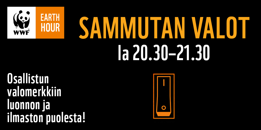 WWFSuomi's tweet photo. Tänään illalla vietetään maailmanlaajuista Earth Houria – olethan sinäkin mukana? 💡 Jaa tämä kuva ja kannusta ystäviäsikin antamaan valomerkki luonnon ja ilmaston puolesta!

#EarthHour2023 #EarthHourSuomi #WWFSuomi #valomerkki 👉 https://t.co/gtW0Mn1plx https://t.co/s1IWb67zOx