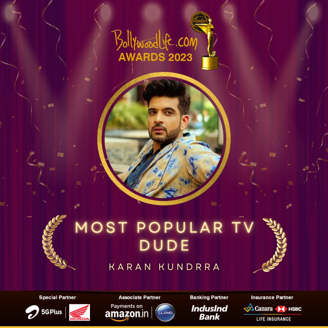 bollywood_life's tweet photo. #KaranKundrra wins the Most Popular TV Dude award at the #BLAwards2023! Congratulations! ✨❤️ 

#BollywoodLifeAwards #BLAwards @kkundrra https://t.co/EJoD0w8s6n