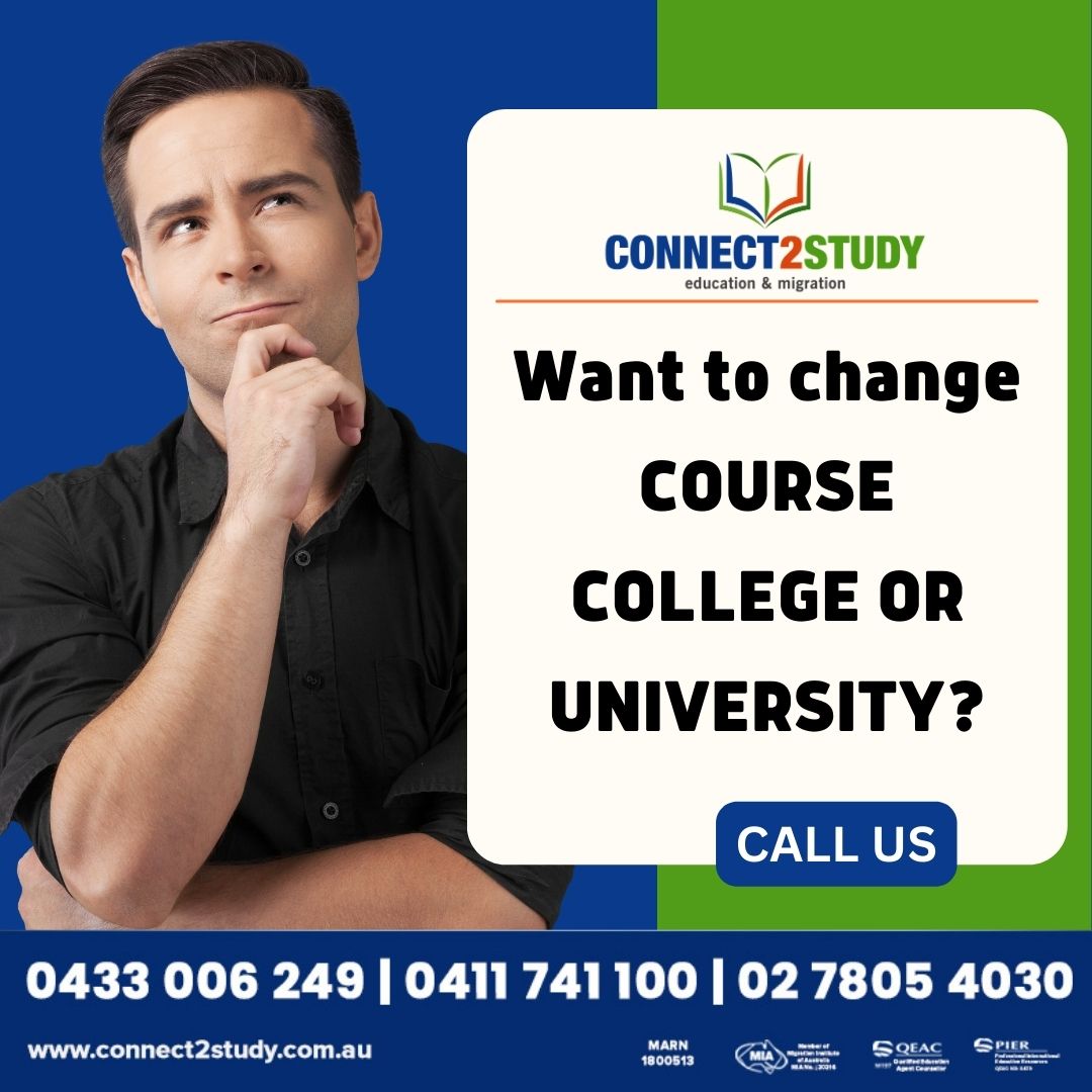 Connect2Study's tweet image. 🎓 Want to change your course, college or university in Australia?
 
We're here to help! 

Our team can guide you through the process and provide you with the support you need to make the best decisions for your academic goals.

#AcademicGoals #ChangeCourse #ChangeCollege