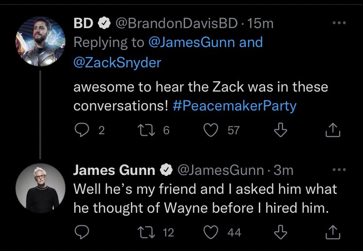Officer Martinez on Twitter "James Gunn and Zack Snyder are still