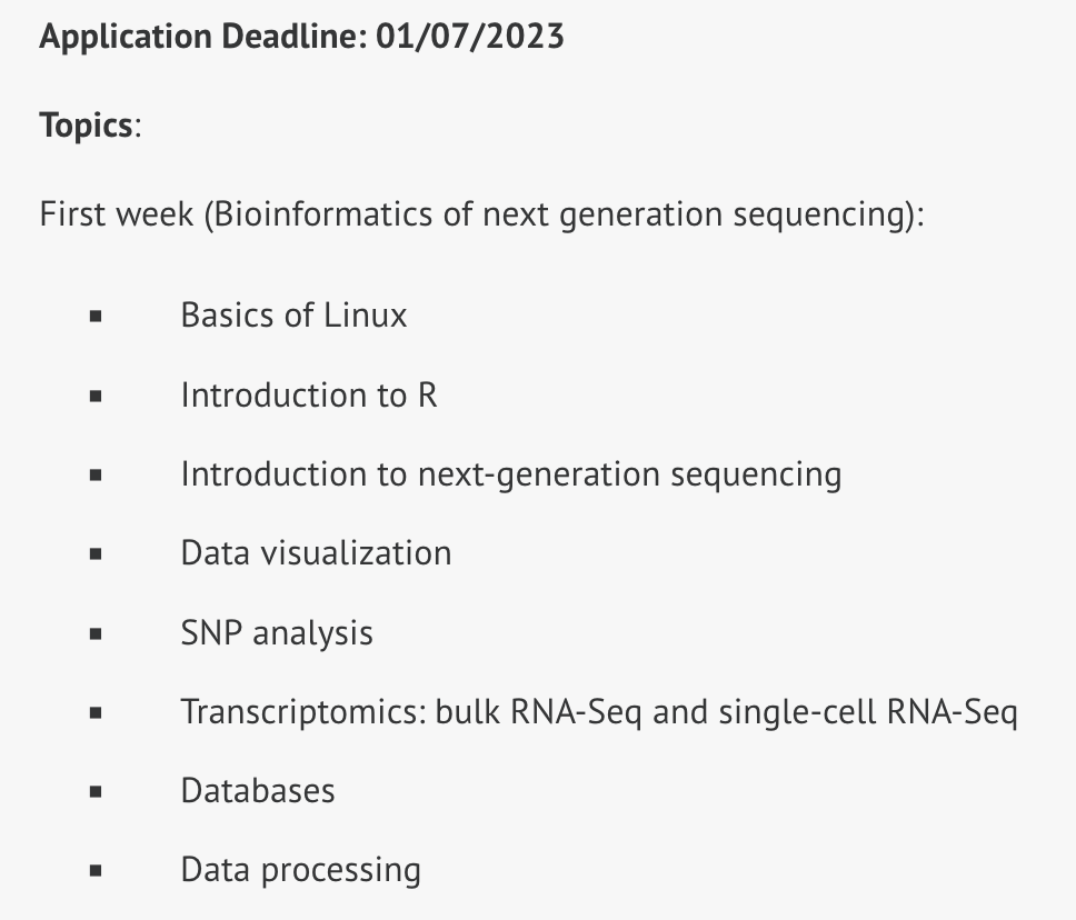 BiottofnI's tweet photo. Pls RT: Our Glasgow #Bioinformatics summer school will happen from 21/08/2023. New: optional 2 weeks, first week basic of #Linux, mapping &amp; SNPs, #transcriptomics &amp; R, second week, advanced #scRNA-Seq: 

https://t.co/fqaWy1VWaI

Positive feedback, many tutors, networking - COME! https://t.co/EepjBPoI9F