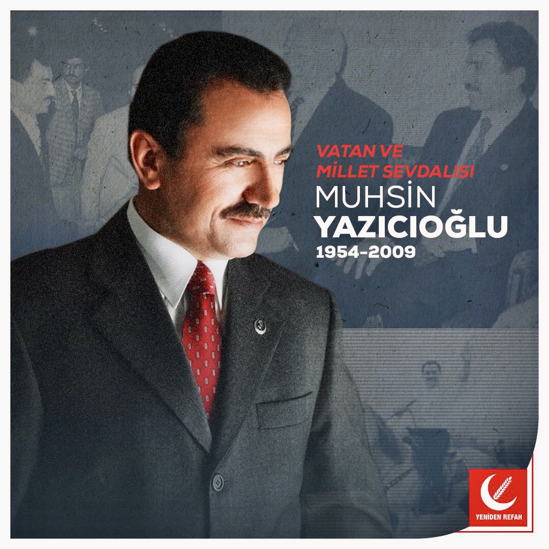 Vatan ve millet sevgisiyle Türkiye’nin siyasetinde iz bırakan merhum #MuhsinYazıcıoğlu’nu vefatının 14. seneidevriyesinde rahmetle yâd ediyoruz. Mekanı cennet, makamı alî olsun.