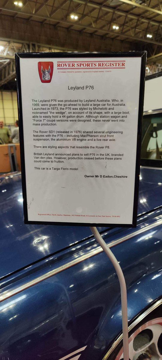 AndrewHofler's tweet photo. Looks like a Leyland P76 Targa Florio has made it to the #NECRestoShow! Something you might be interested in @HubNutVids 🙂
(Photos from 'Leyland P76 Owners Club Queensland' FB page)
#WeirdCarTwitter #Leyland #P76 https://t.co/1TCskADYxd