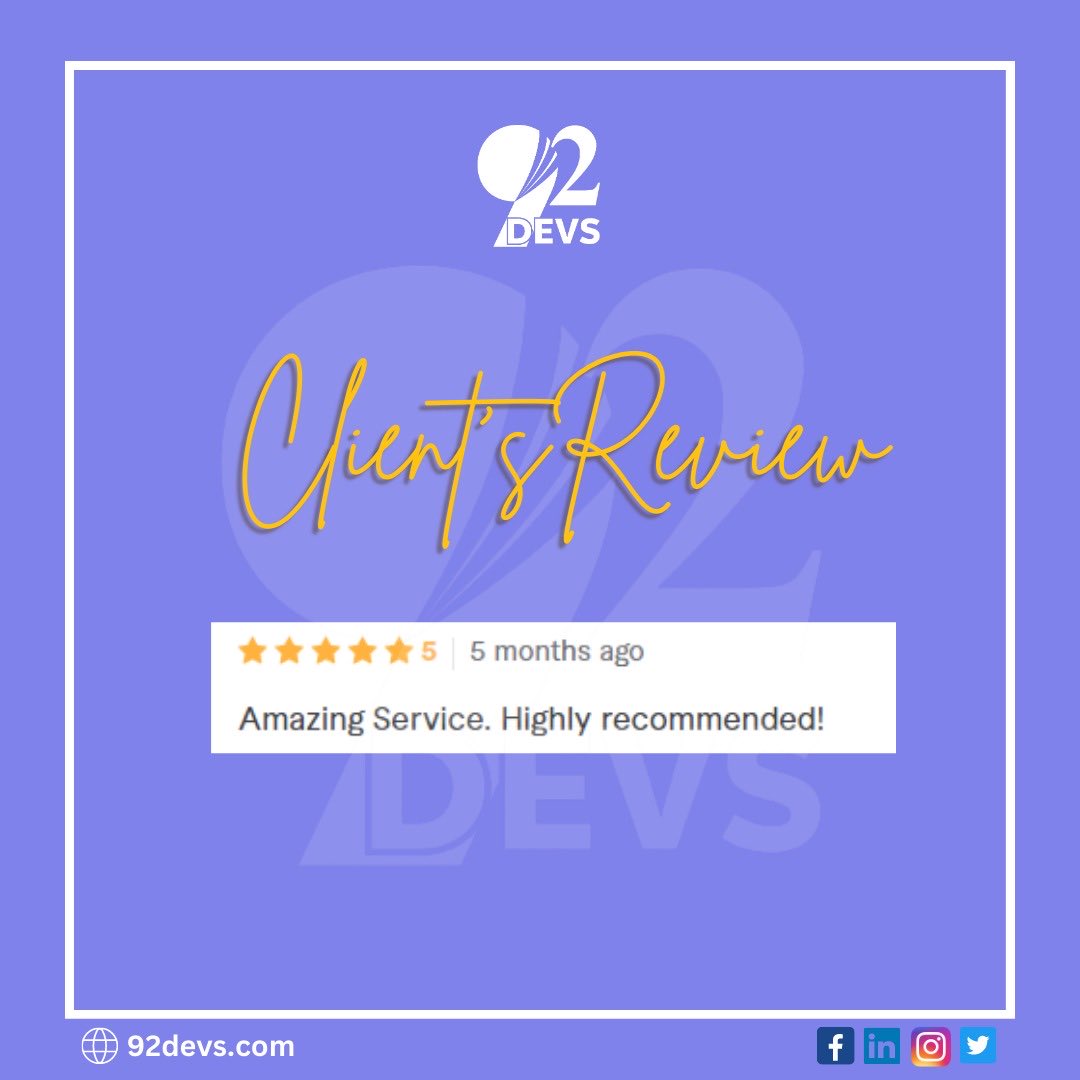 92devs's tweet photo. Client reviews are the best!!!🤍
it means so much to us when our clients take time to tell us how they feel about their experience.
#company #client #review #amazingreview #happycustomer #feedback #google #testimonial #fiverr #services #bestreviews https://t.co/JKiqU8heD8