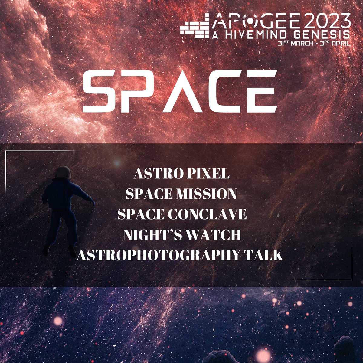 BITSApogee's tweet photo. Join us as we celebrate the spirit of scientific questioning and curiosity.
#apogee2023 #apogee #space #astrology #astro #mission #simulation #events #techfest #collegefest #bitsapogee #BITSPilani https://t.co/njFCu4vtYV