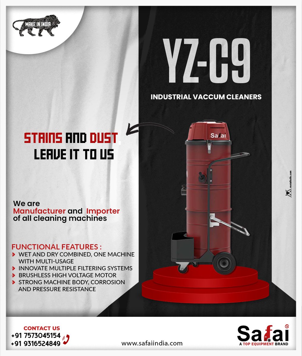 SafaiIndia's tweet photo. Safai YZC9 industrial vacuum cleaner
Visit us:- https://t.co/Lq0YGhzODp
Contact us :- 7573045154
#safai #topequipmentbrand #YZC9 #industrialvacuumcleaner #vacuumcleaners #scrubbers #scrubberdryers #sweepers #highpressuresmachines #specializedmachines https://t.co/y0cqAgZBMu
