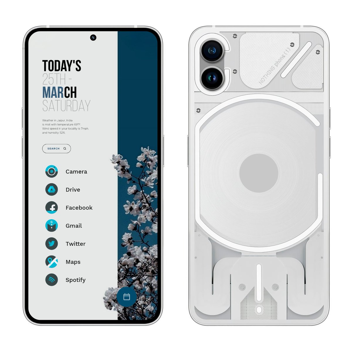 theandrofreak's tweet image. Homescreen Setup for Android.

Details:
- Floral KWGT (bit.ly/FloralKwgt)
- Niagra launcher
- Timus circle icons

#theandrofreak #minimalsetup #homescreen #kwgt