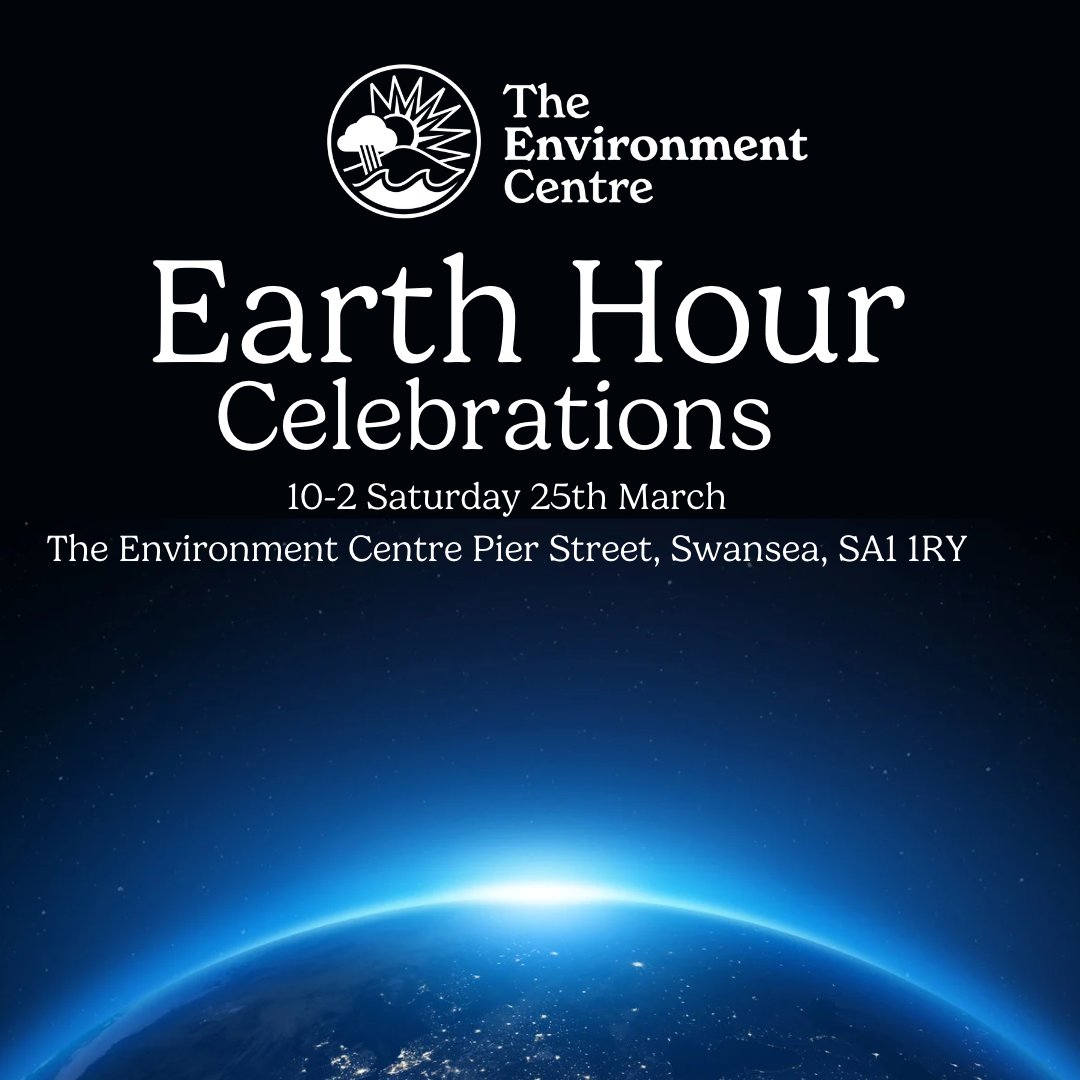 Don't forget our #EarthHourWales celebrations today. 10-2 at The Environment Centre, Pier Street. #AwrDdaear