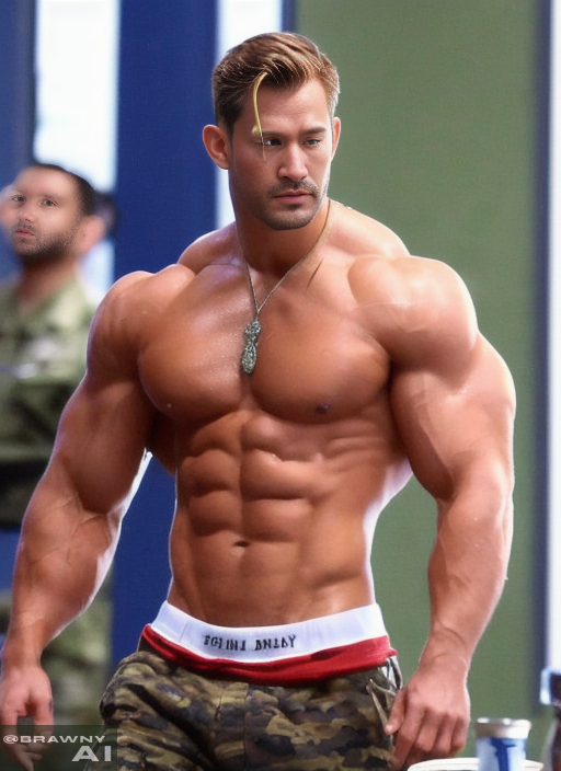 BrawnyAi's tweet photo. Just trying to finish my day from the drill camp 💪 #militarylife #armymuscles
#military #army #navy #drills #muscleman #gaymuscle #musclemorph  #bodybuilder #BrawnyAi https://t.co/b5i055hJfp