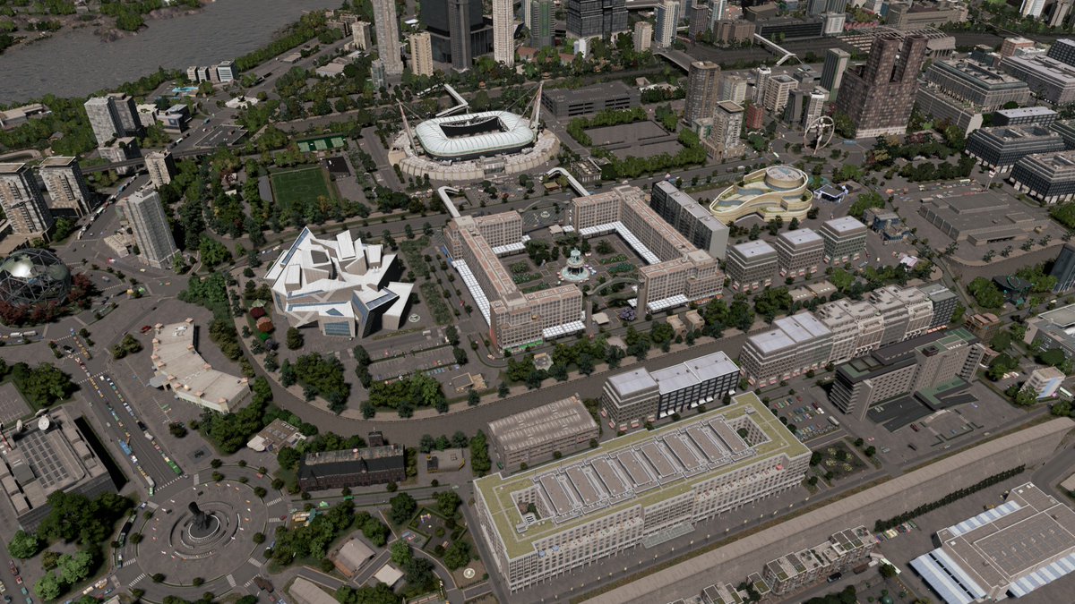Cykoop1's tweet photo. @ColossalOrder #CitiesSkylines Here I tried  to build a more realistic city with mods. https://t.co/1i46QO6BVj