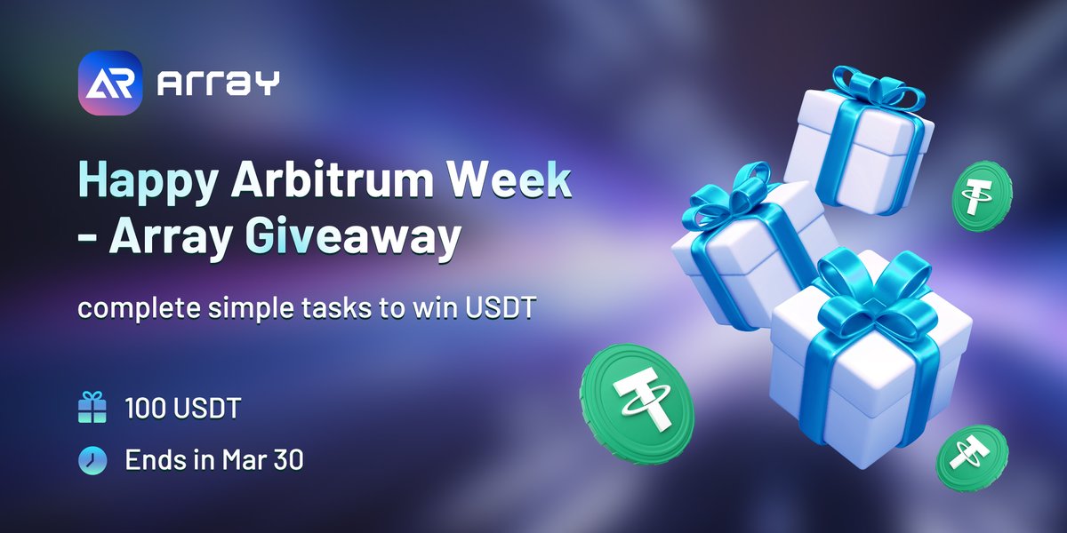𝗛𝗮𝗽𝗽𝘆 𝗔𝗿𝗯𝗶𝘁𝗿𝘂𝗺 𝗪𝗲𝗲𝗸 🔥

🤔Many crypto lovers missed the #Arbitrum airdrop. Don’t worry, complete the simple tasks and get the rewards form #Array

🎁Prize: 100 #USDT 
✅Entry here: taskon.xyz/campaign/detai…
#ARB #Arbitrum #Airdrop #TaskOn