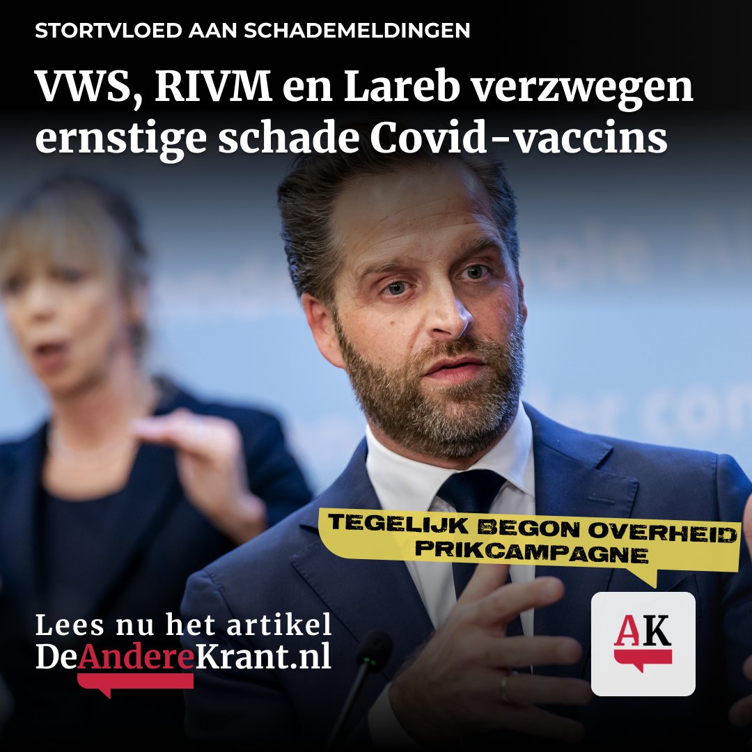AndereKrant's tweet image. RIVM, bijwerkingencentrum Lareb en het ministerie van VWS werden in februari 2021 overspoeld met meldingen van ernstige bijwerkingen van de Covid-vaccins, waarvan vele dodelijk, maar hielden deze informatie geheim voor het publiek.

Lees verder: deanderekrant.nl/nieuws/vws-riv…