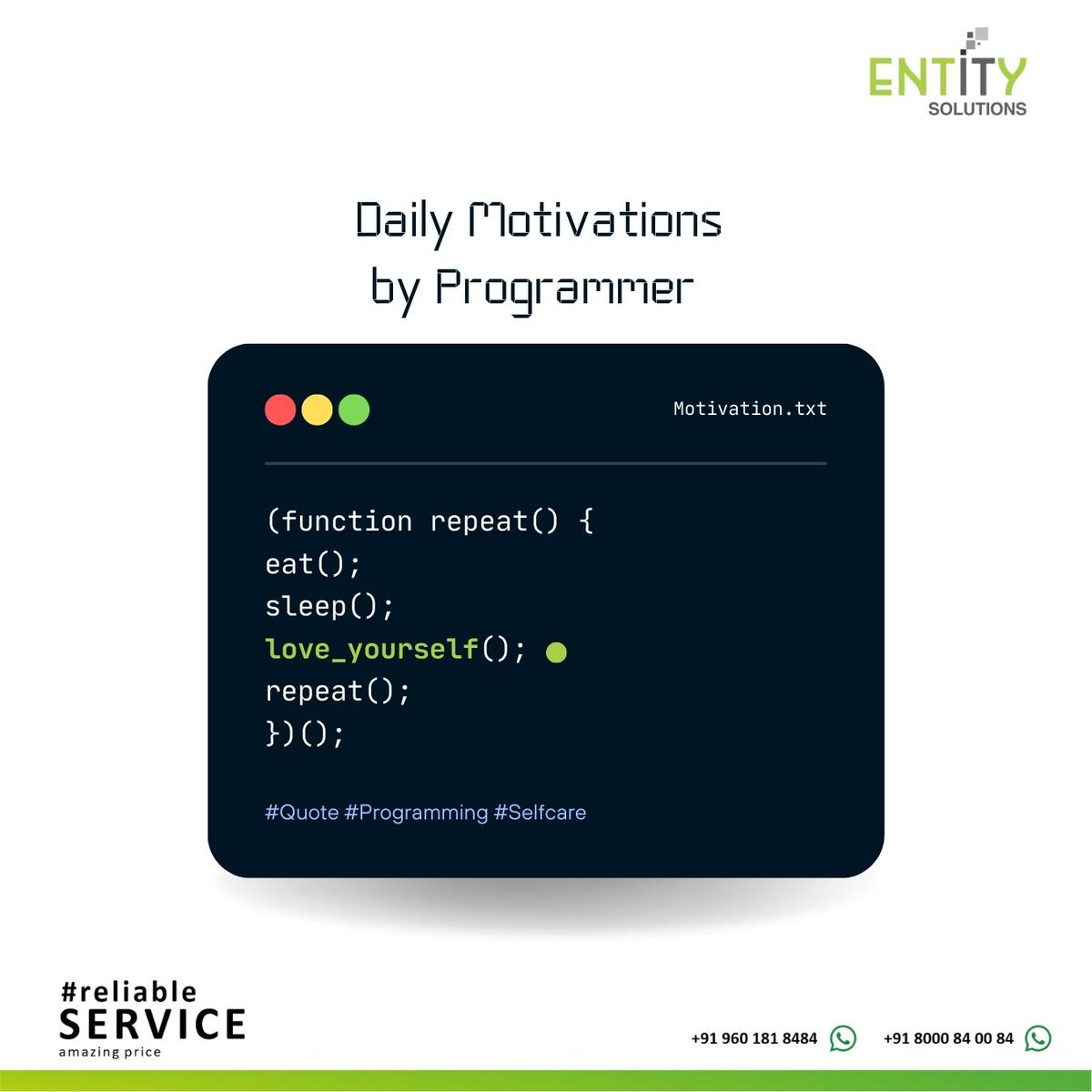 VMasuria's tweet photo. Daily Motivations by #programmer

#programmerlife #programmingmemes #codinglife #entityitsolutions #rajkot #vineshmasuria 
@entityitsolutio https://t.co/VFvx3uvjMN