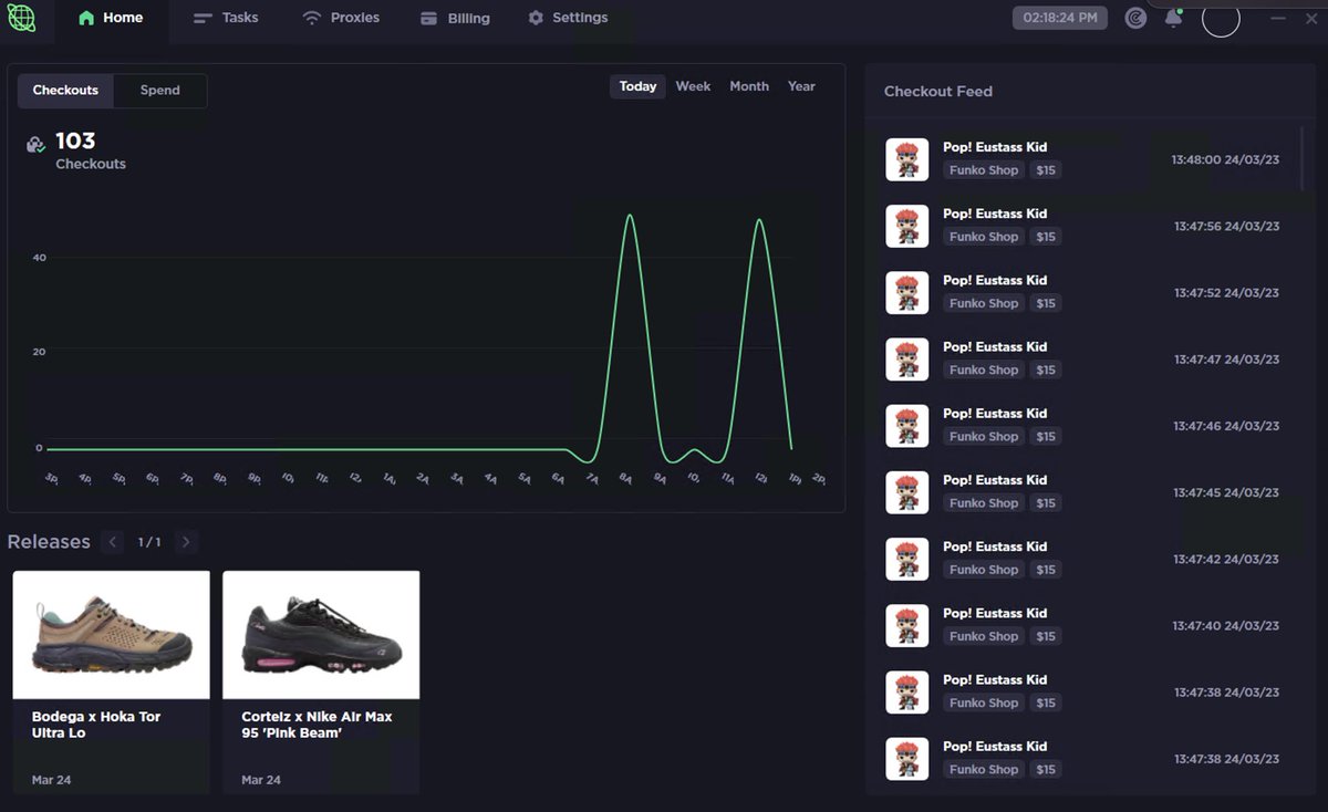 Absolute Movie with <a href="/Cybersole/">Cybersole</a> yesterday 103 checkouts between Law and Eustass Kid Funkos 🫡👑

Major Shoutout to:
<a href="/PorterProxies/">Porter Proxies</a> 
<a href="/LiveProxies/">Live Proxies</a> 
<a href="/StrikeAccess/">Strike Access</a> 
<a href="/Vader_IO/">Vader IO</a>