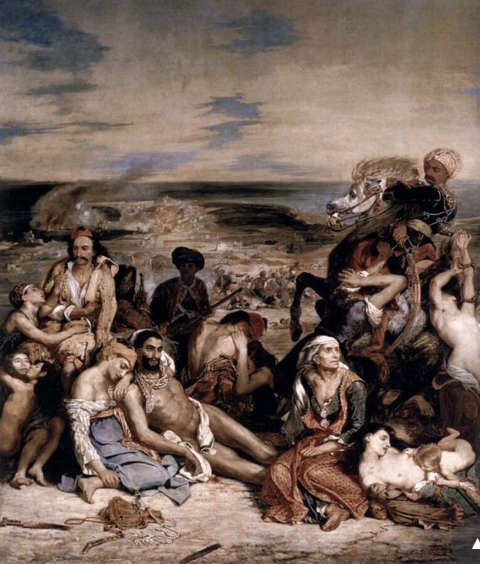 Καλημέρα .
Σκέφτηκα ότι αυτή την μεγάλη ημέρα, θα είχε ενδιαφέρον να δούμε πως απεικόνισαν οι μεγάλοι ζωγράφοι με τα πινέλα τους την Ελληνική επανάσταση του 1821.
Εδώ δεν χωράνε πολλά λόγια,αφήνουμε την τέχνη να εκφραστεί.Ξεκινάμε με τον μεγάλο Eugenio Delacroix
Η σφαγή της Χίου