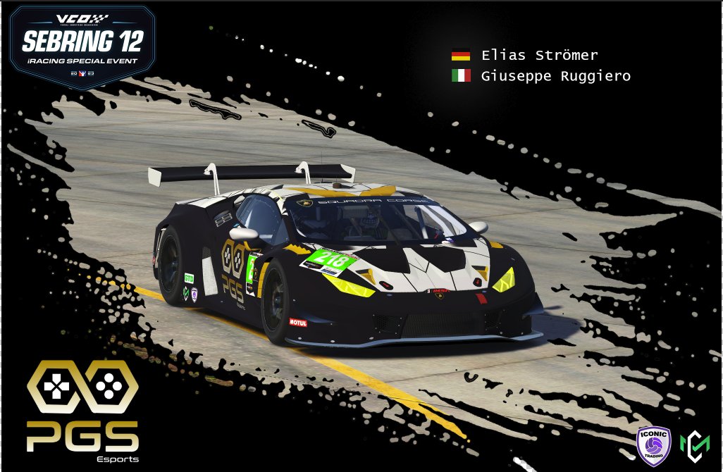 TeamRisingLions's tweet photo. Race Day for our @iRacing Drivers.

2023 Sebring 12 presented by VCO
Car: Lamborghini Gt3
Drivers: @PGS_Elias
                @PGS_Pakumpa

Start 12:40 GMT
https://t.co/DQvWz0t9NM

Good Luck Guys 🔥 https://t.co/cKBOCcpMmC
