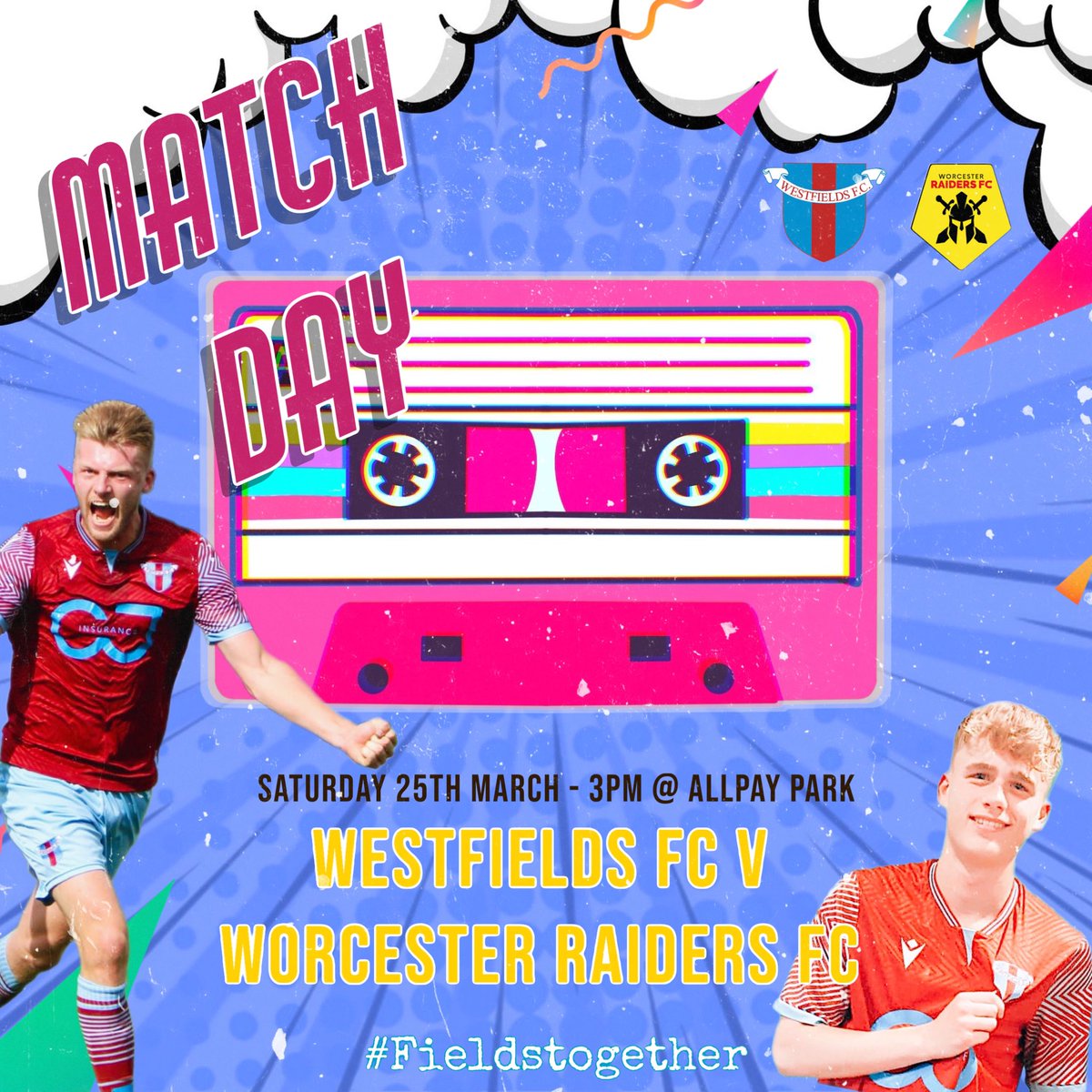 Westfields FC (@westfieldsfc1) on Twitter photo 𝙈𝘼𝙏𝘾𝙃 𝘿𝘼𝙔 💪
It’s 𝐍𝐎𝐍 𝐋𝐄𝐀𝐆𝐔𝐄 𝐃𝐀𝐘 as well, so come on down to support us ✅🟣
🏟Allpay Park
🏆Hellenic Premier Division
🆚<a href="/WorcsRaidersFC/">Worcester Raiders FC</a>
📅Saturday 25th March 2023
🕒3pm
🎫Adults £7/OAP's & Concessions £5/under 16's £1
📌 HR4 9NA
#FieldsTogether 𝙈𝘼𝙏𝘾𝙃 𝘿𝘼𝙔 💪
It’s 𝐍𝐎𝐍 𝐋𝐄𝐀𝐆𝐔𝐄 𝐃𝐀𝐘 as well, so come on down to support us ✅🟣
🏟Allpay Park
🏆Hellenic Premier Division
🆚<a href="/WorcsRaidersFC/">Worcester Raiders FC</a>
📅Saturday 25th March 2023
🕒3pm
🎫Adults £7/OAP's & Concessions £5/under 16's £1
📌 HR4 9NA
#FieldsTogether