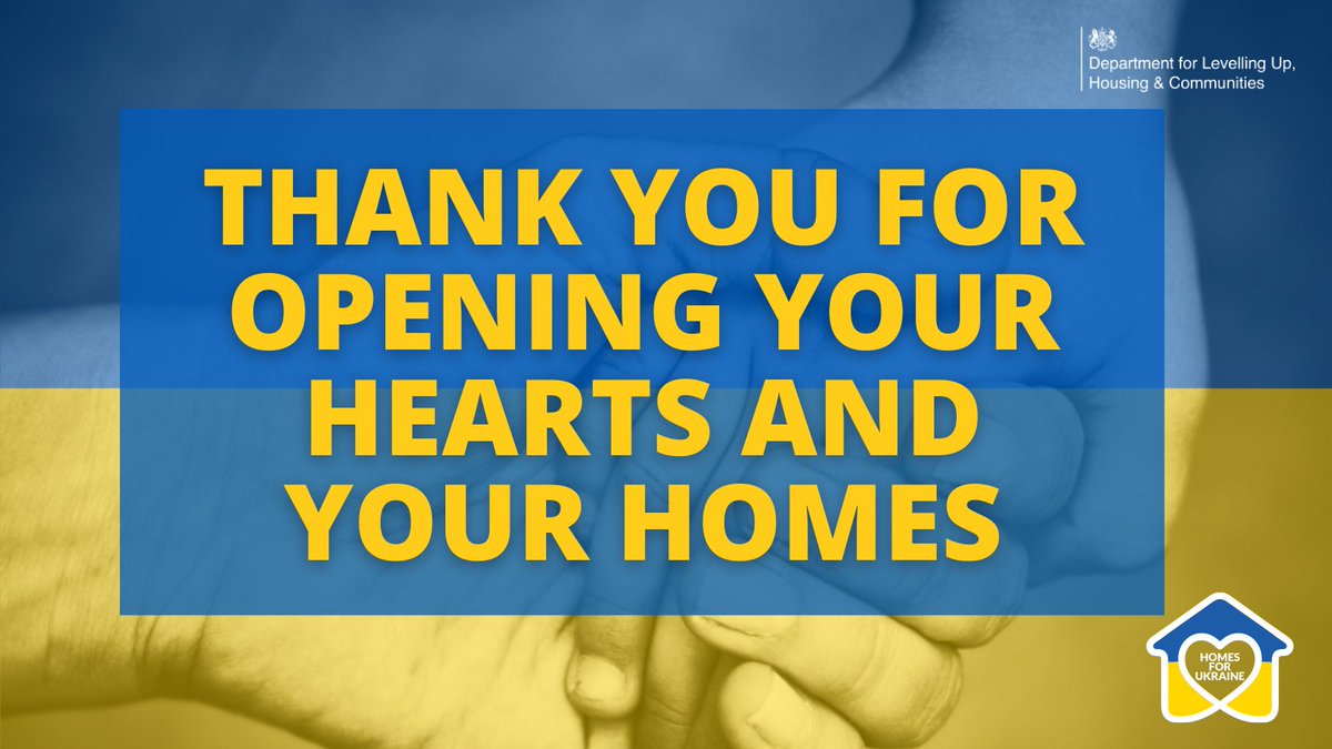 Thousands of people have opened their homes to those fleeing the war in Ukraine. Thank you for your generosity  ❤️

The war rages on, and the people of Ukraine still need you 💙💛

Could you be a host? 

Register your interest here: …ffer-homes-for-ukraine.service.gov.uk