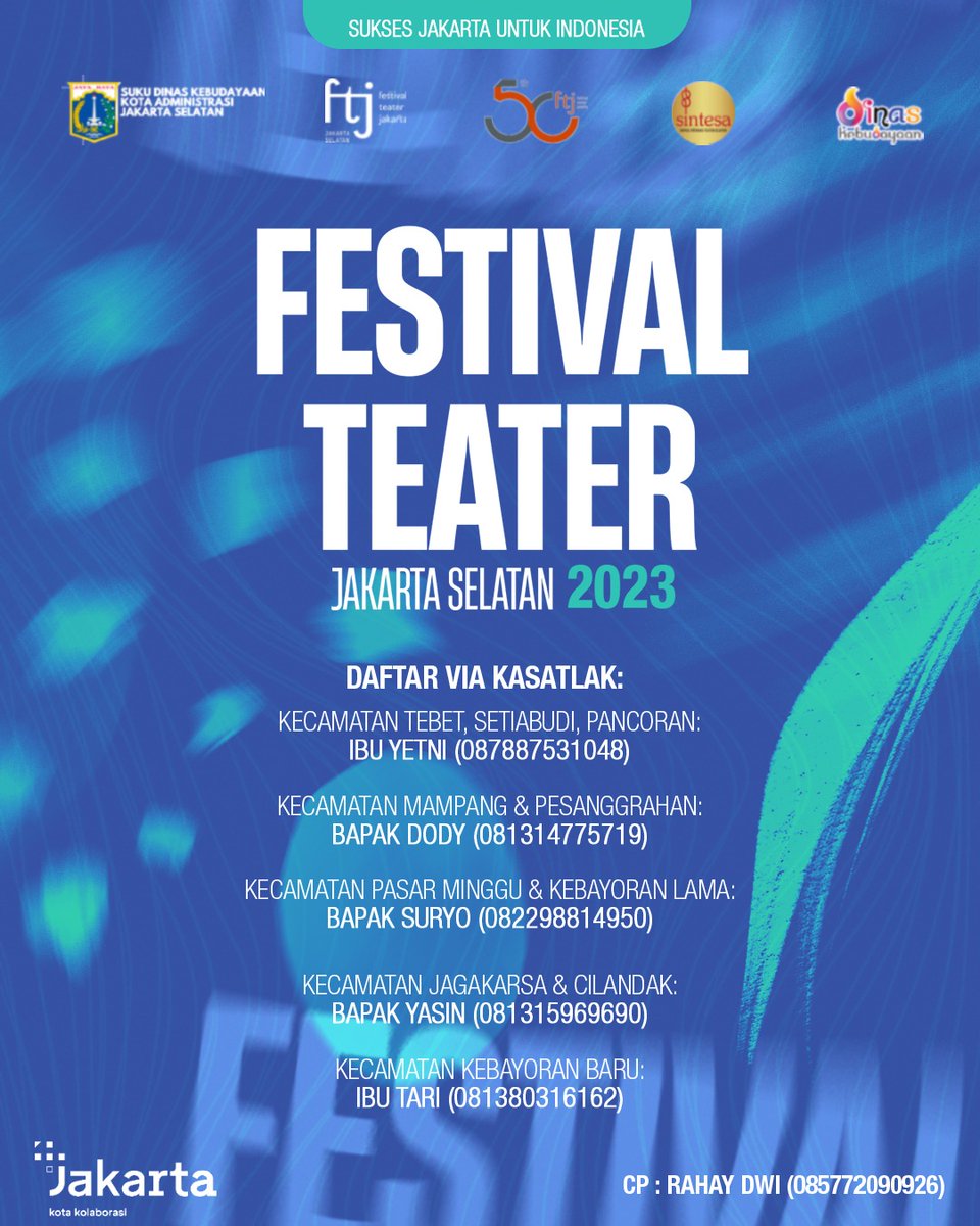 Sudah dibuka!

Festival Teater Jakarta Selatan 2023!

#FestivalTeaterJakarta
#FTJS2023
#FTJS