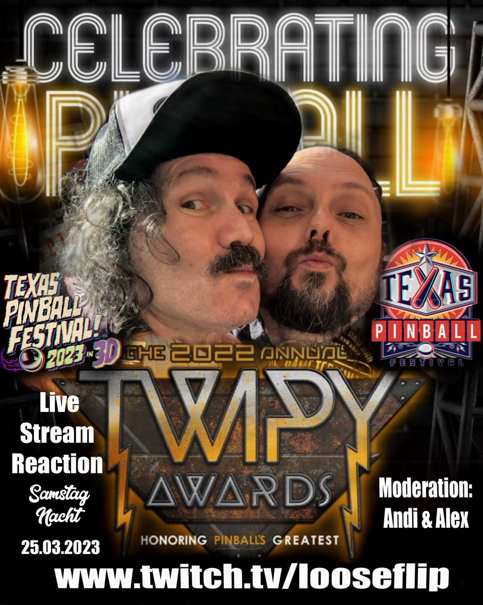 Heute Nacht werden die Twipy Awards in Texas vergeben und Loose Flip ist unter den Nominierten! Wir Reaction Live auf den Stream aus Texas! Nicht verpassen! Heute ab 23:59 live auf:➡️ twitch.tv/looseflip  @PickselDemon #pinball #TwitchDE #retro #retrogaming #twitch