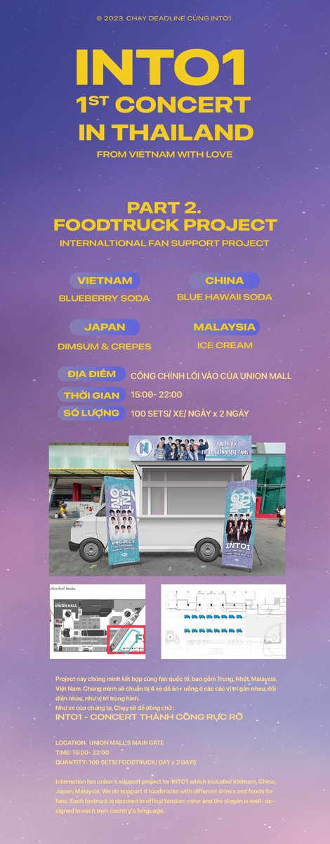 ChayDLwInto1's tweet photo. [PROJECT BY VIETNAM INSIDER]
PART 1. GIVE AWAY GIFT
@ G Floor UNION CO-EVENT SPACE
Time: 12:00- 13:00 on 1+2/04/2023

PART 2. FOODTRUCK PROJECT
@ UNION MALL'S MAIN GATE
Time: 15:00- 22:00 on 1+2/04/2023

PART 3: LED PROJECT
1. MBK CENTER 
2. TERMINAL 21
Time: 28/03- 03/04/2023 https://t.co/Us8rQQA4mF