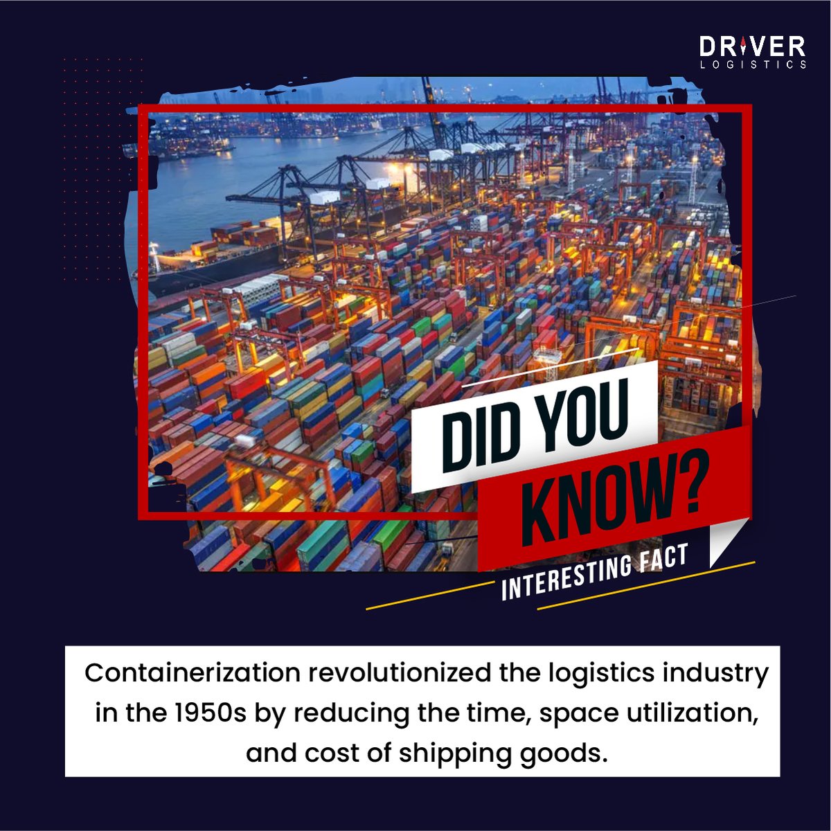 LogisticsDriver's tweet image. Containerization revolutionized the logistics industry in the 1950s by reducing the time and cost of shipping goods.

This innovative method eliminated the manual sorting of most shipments, ultimately leading to increased efficiency and cost savings

#historymatters