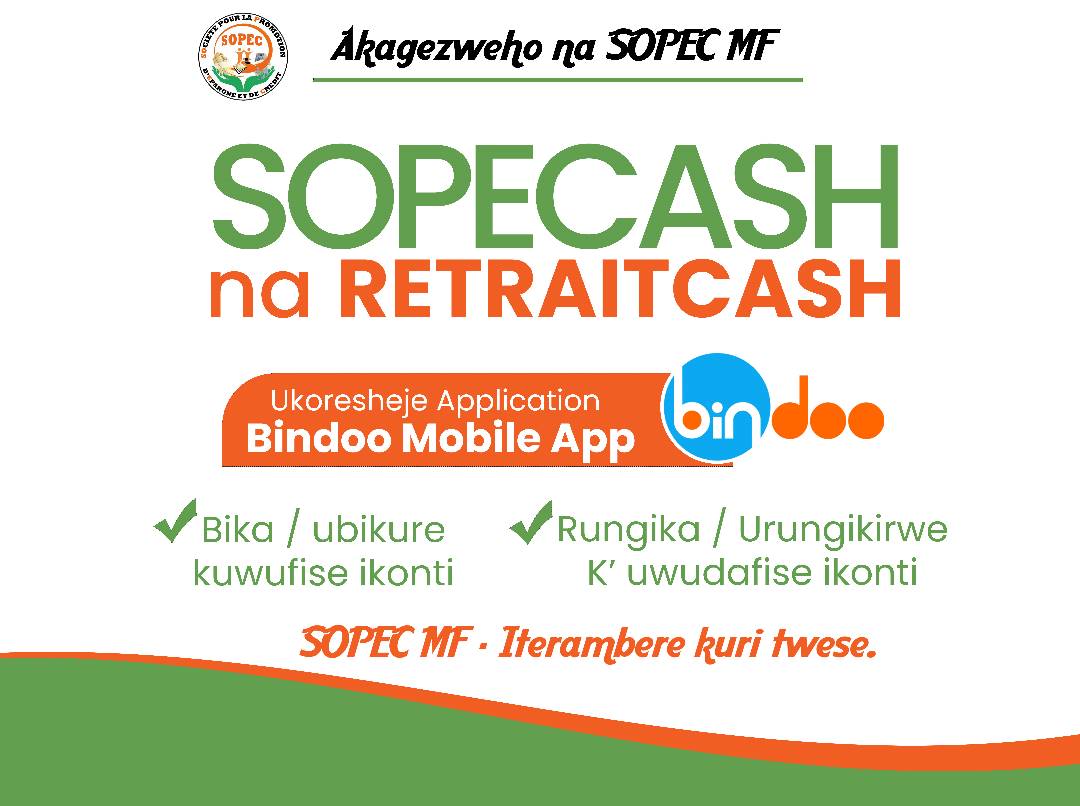 SOPEC2019MF's tweet photo. #Burundi: Ng'iki ikindi gisata kije guha akazi urwaruka muri @SOPEC2019MF , kurya kwa #Lumicash_Ecocash ,ngiyo #SOPECASH yabashwayemwo,aho ubika ukabikura kuri compte yawe ya #SOPEC uciye kuri agent #SOPECASH Aho hose ugeze.
@amour_kwizera @BankiNkuru @NyaburungaNino https://t.co/5LQuGFxZYp