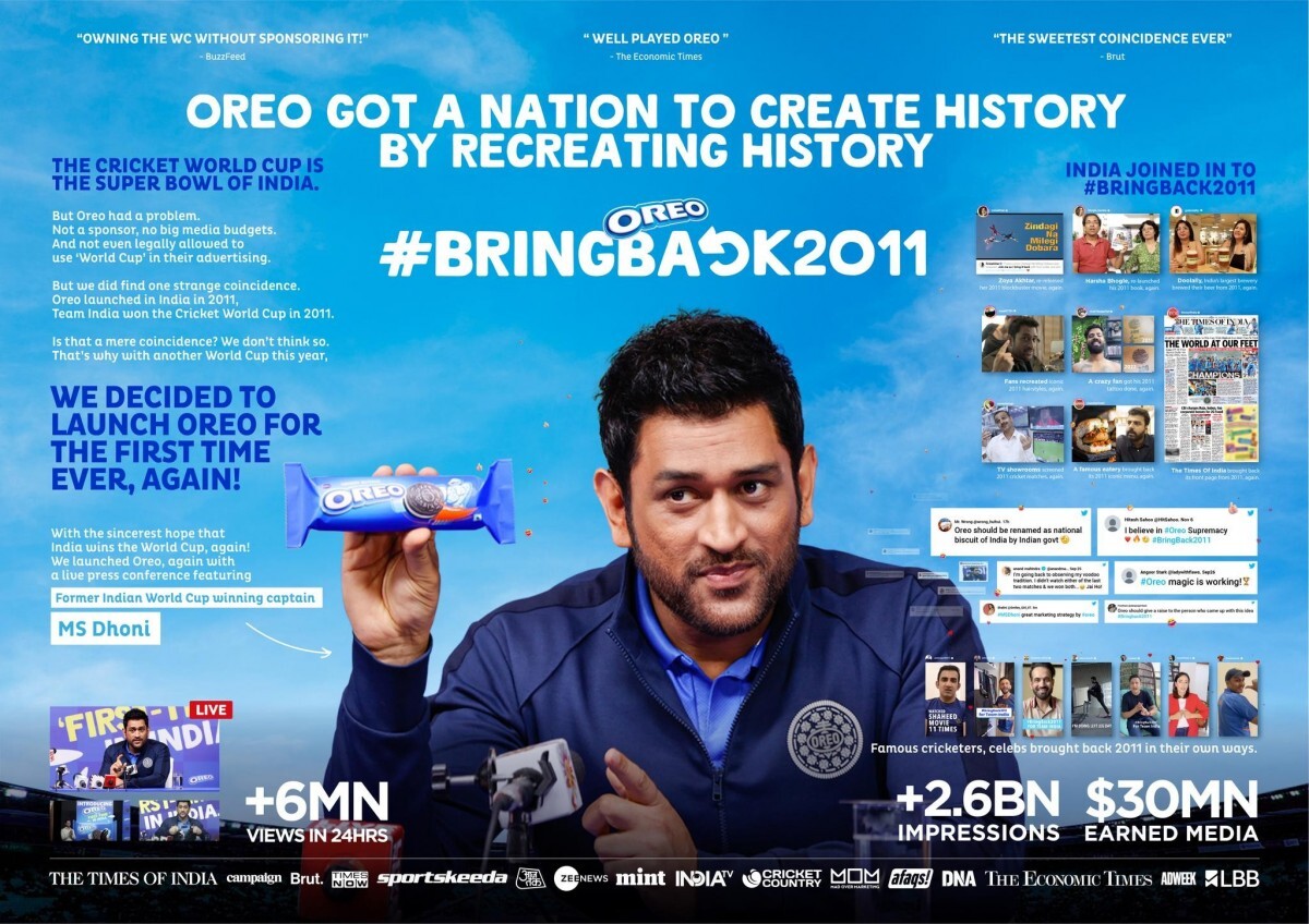 onipro's tweet photo. アドフェスト2023 受賞作品「#BringBack2011」
インドで初めてオレオが販売されたのが2011年、そして2011年はインドが、クリケットのワールドカップで優勝した年。そこで優勝当時のスター選手を起用し、2022年のワールドカップで盛り上がる裏で記者会見を行い、キャンペーンをスタートした。その後2011年を振り返るムーブメントも起きたと。
日本でいうと今回のWBCの裏でイチロー選手に出てもらうような感じかな?
https://t.co/8kK4n0zMKN
#ADFEST2023