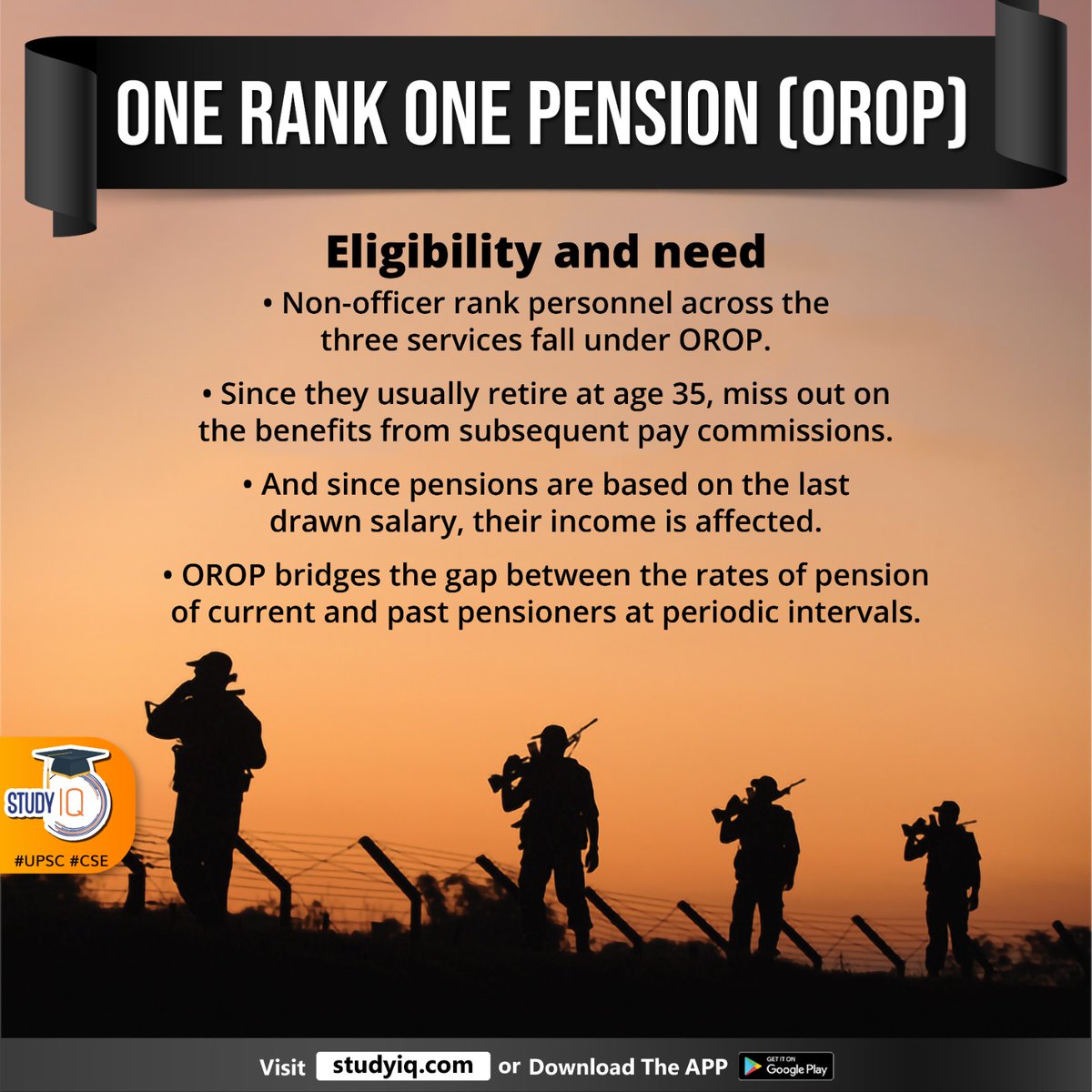 One Rank One Pension (OROP)

#onerankonepension #orop #supremecourt #armedforces #familypensioners #militarypersonnel #equalpension #nonofficerrank #services #armedforcessalary #ratesofpension #periodicintervals #upsc #cse #ips #ias